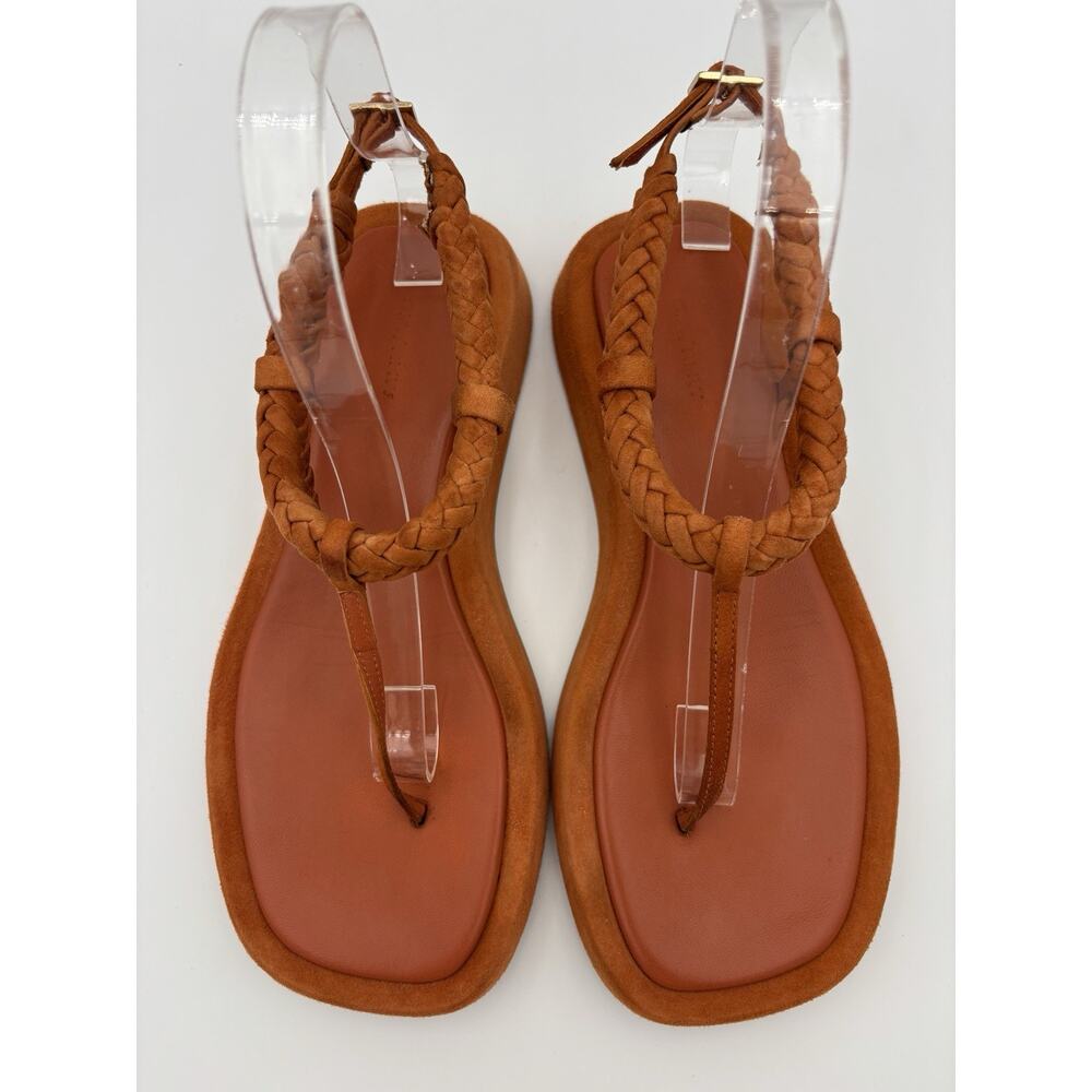 GIA RHW Rose Huntington-Whiteley Braided Thong Sandals Orange Size 38 8 Platform